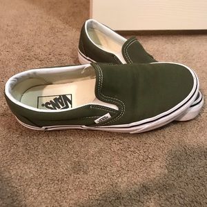 vans olive green slip ons